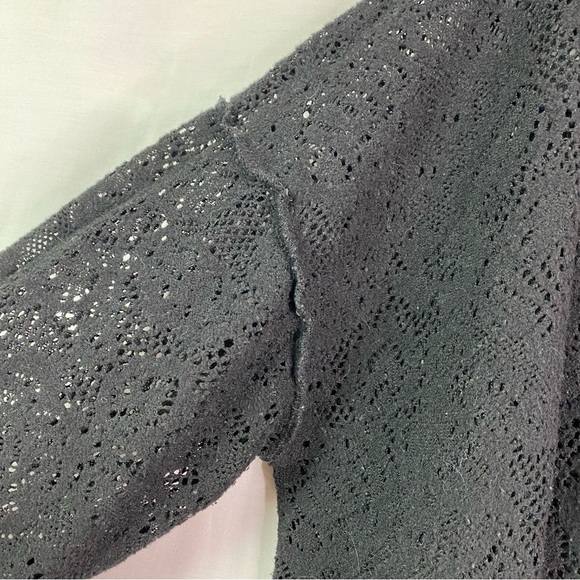 Free People Not Cold In This Black Knit Lace Sweater Top Med - Picture 5 of 9